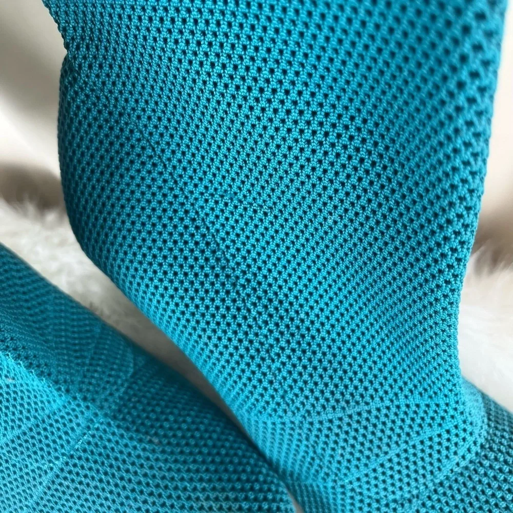 Teal Knit Stiletto Boots